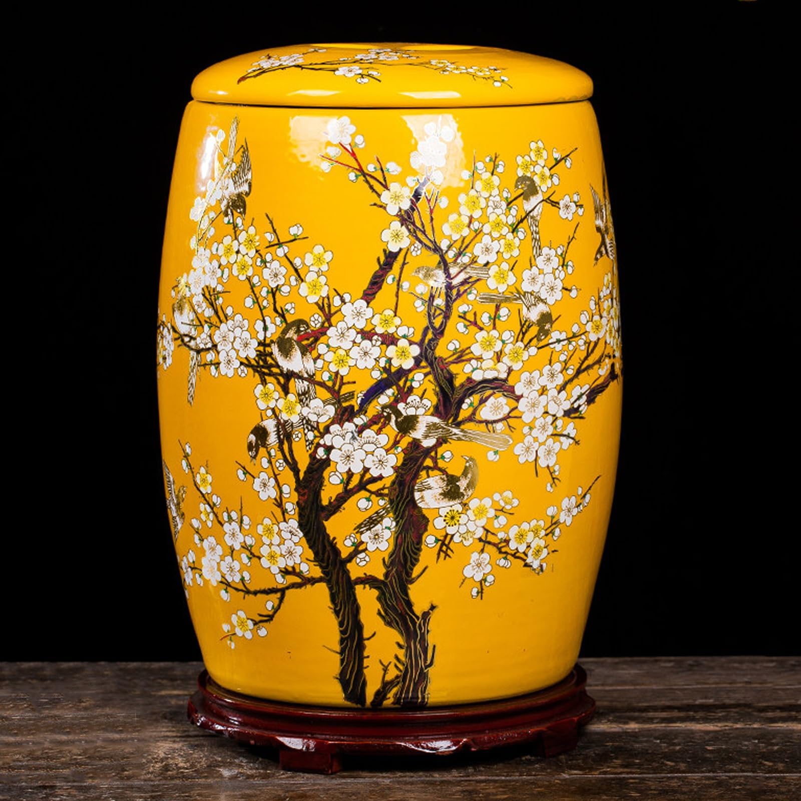 Secchio Per Riso In Ceramica Con Coperchio, Dispenser Per Cereali | Recipiente per la conservazione alimentare, design ad alta capacità, scatola porta riso, farina, noci(B,30x38cm/11.8x14.9in)