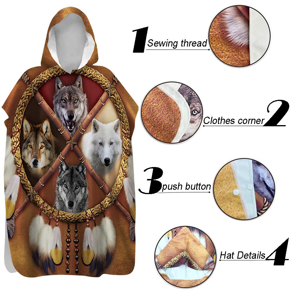 3D Badeponcho Surfponcho, Treer Surf Poncho Umziehhilfe Schnelltrocknend Strandtuch Strand Handtuch Badetuch mit Kapuze aus Mikrofaser für Erwachsene Herren Damen Kinder
