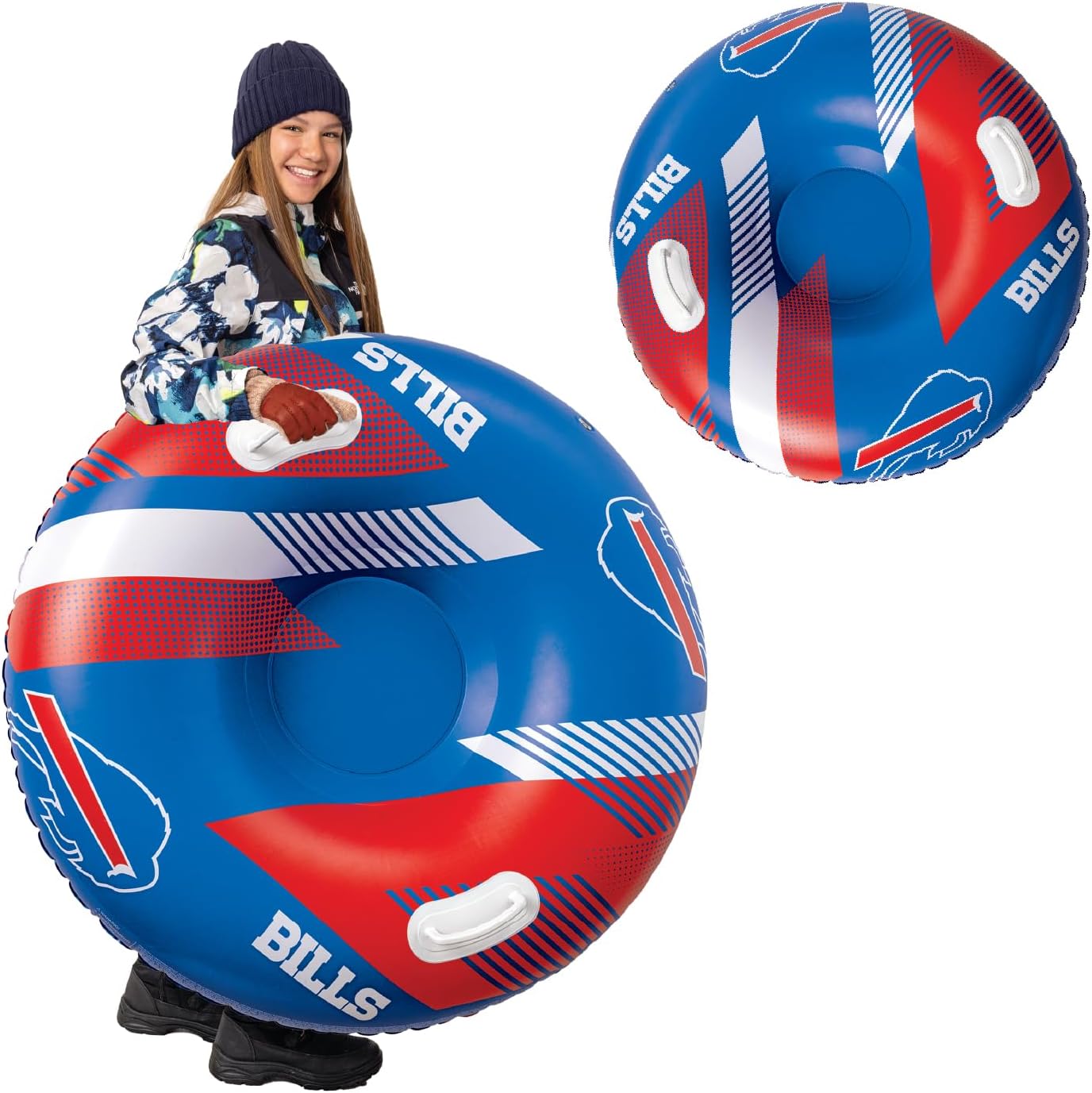 NFL Snow Tube, Heavy Duty Inflatable Sled for Tubing, Fun Winter Toys for Kids & Adults, Football Gifts for Boys - Buffalo Bills