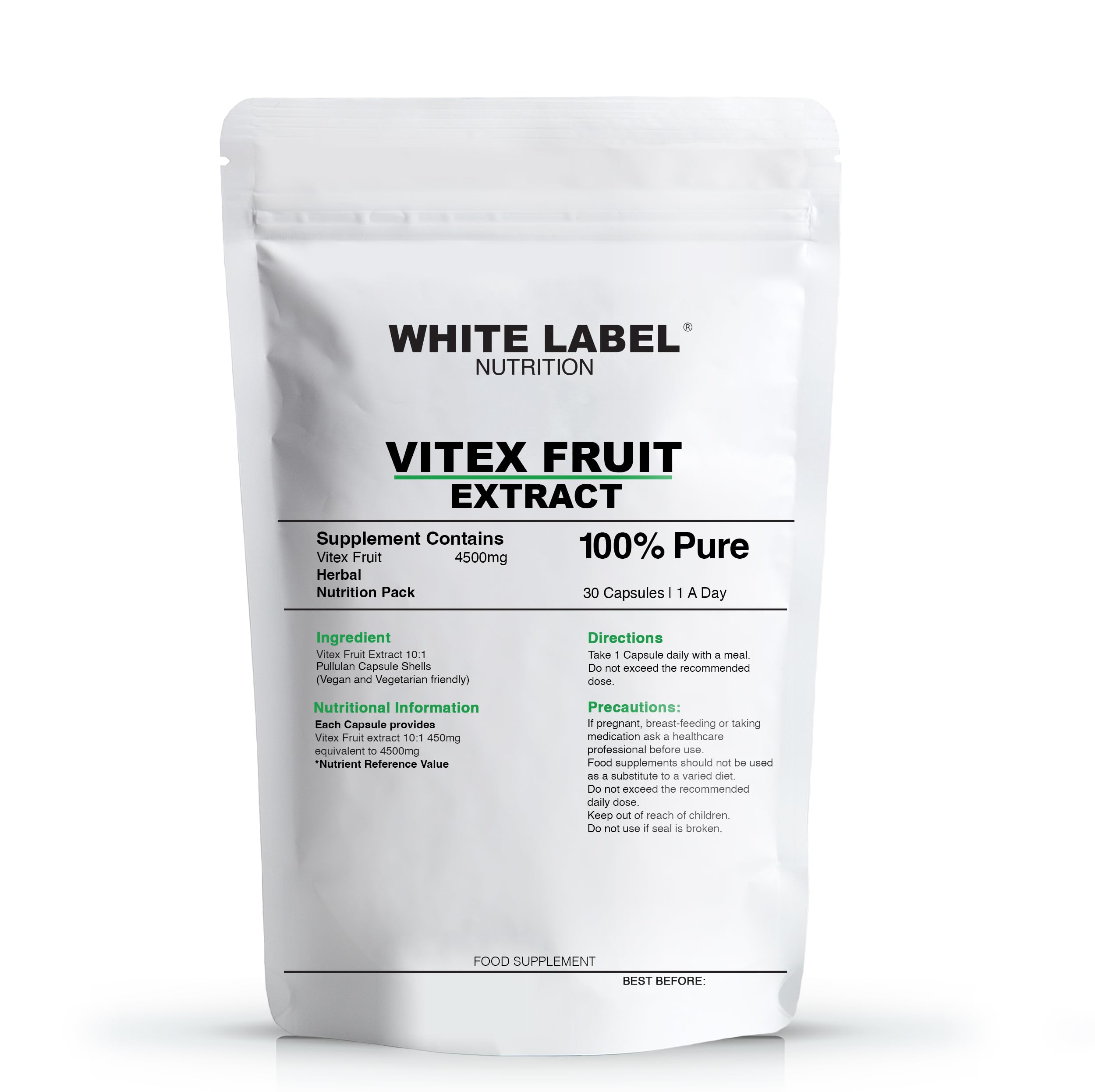 Vitex Fruit Supplement - High Potency - | 30 Capsules | 4500mg | UK Made | GMO-Free |