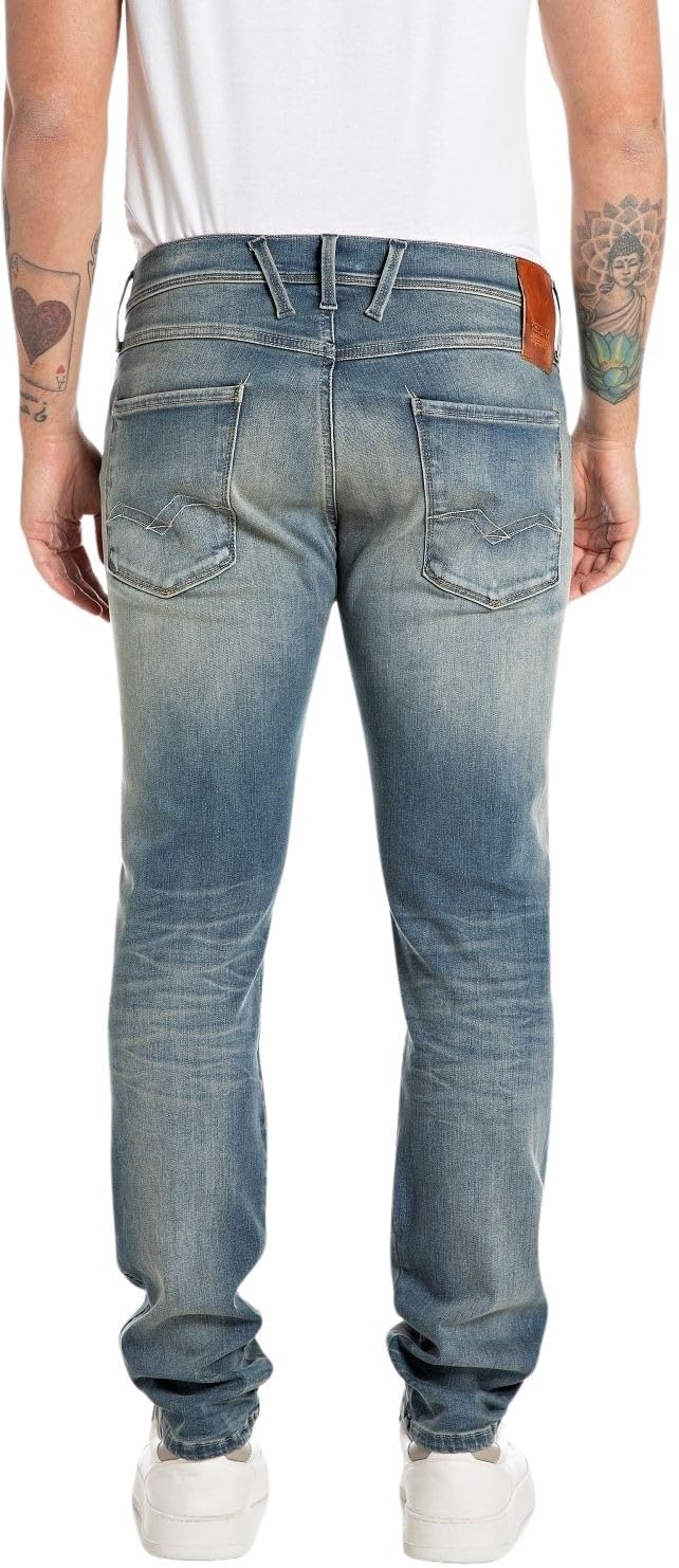 Replay Herren Jeans Anbass Slim-Fit Hyperflex mit Stretch, Blau (Medium Blue 009-5), 30W / 32L – Ansicht 3