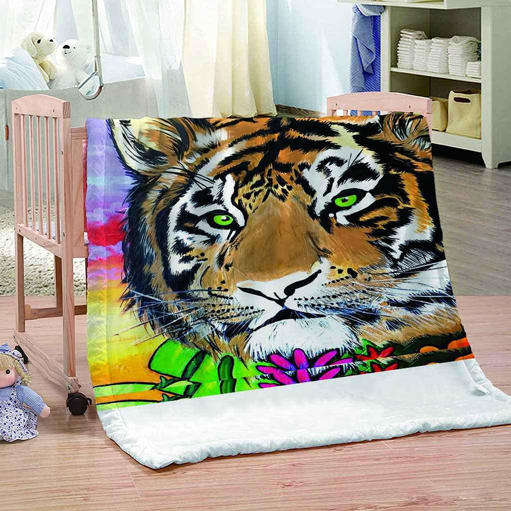 Couverture polaire tigre en flanelle 150x200cm pour lit et canapé