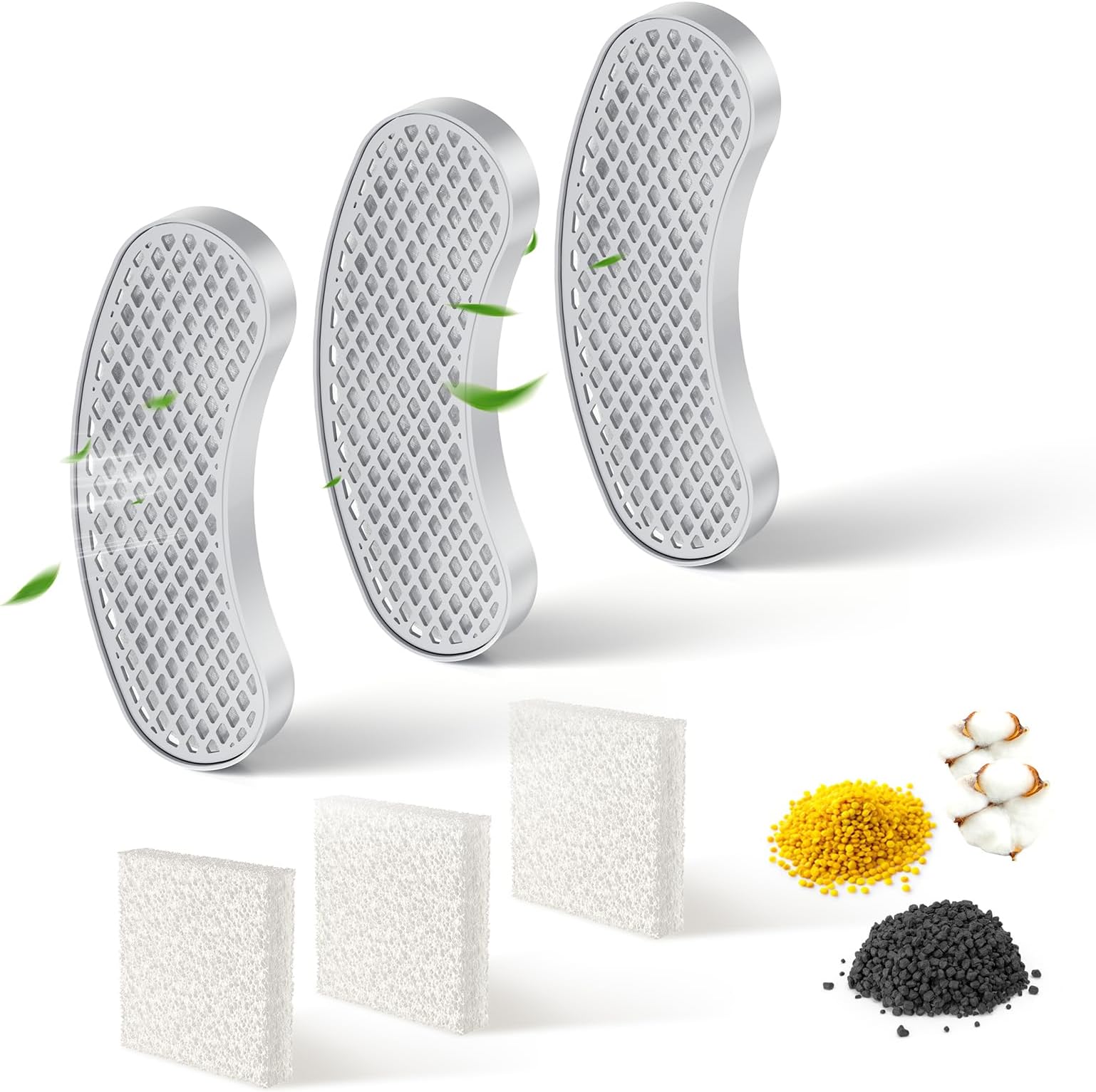 3-Pack Filters Replacement & 3-Pack Pre-Filter Sponges for 9~12 Weeks Usage, Compatible with All Petlipo Water Fountain for Cats Dogs