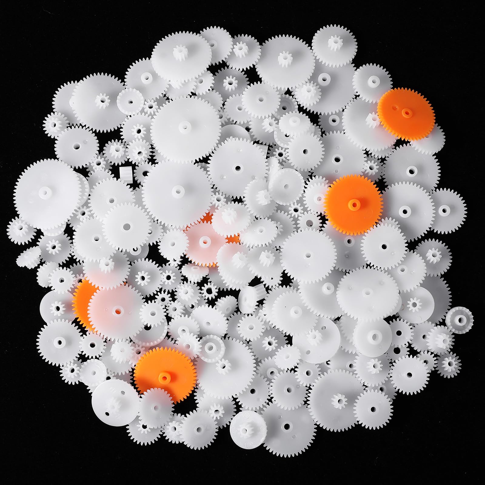 Photo 1 of 200PCS White Plastic Gears Module 0.5 Plastic Single Gear Spindle Small Motor Gears for DC Motor DIY Model Toys RC Car Robot Replacement Electric Gear