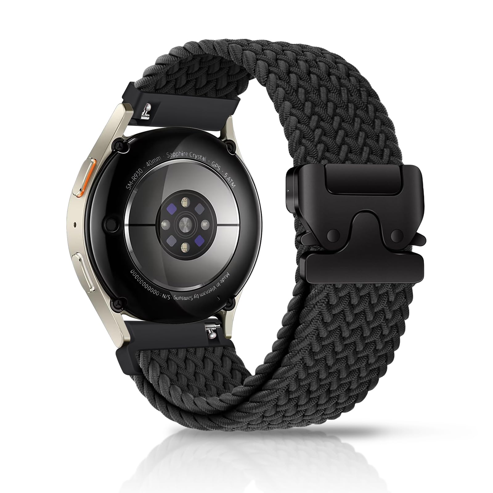 Chinberky Nylonowy pleciony pasek 20 mm, kompatybilny z Samsung Galaxy Watch 4/5/6/7/FE40 mm, 44 mm, 5 Pro 4 i 6 Classic / Active 2, 40 mm, 44 mm / 3 41 mm / Gear Sport/Gear S2 Classic