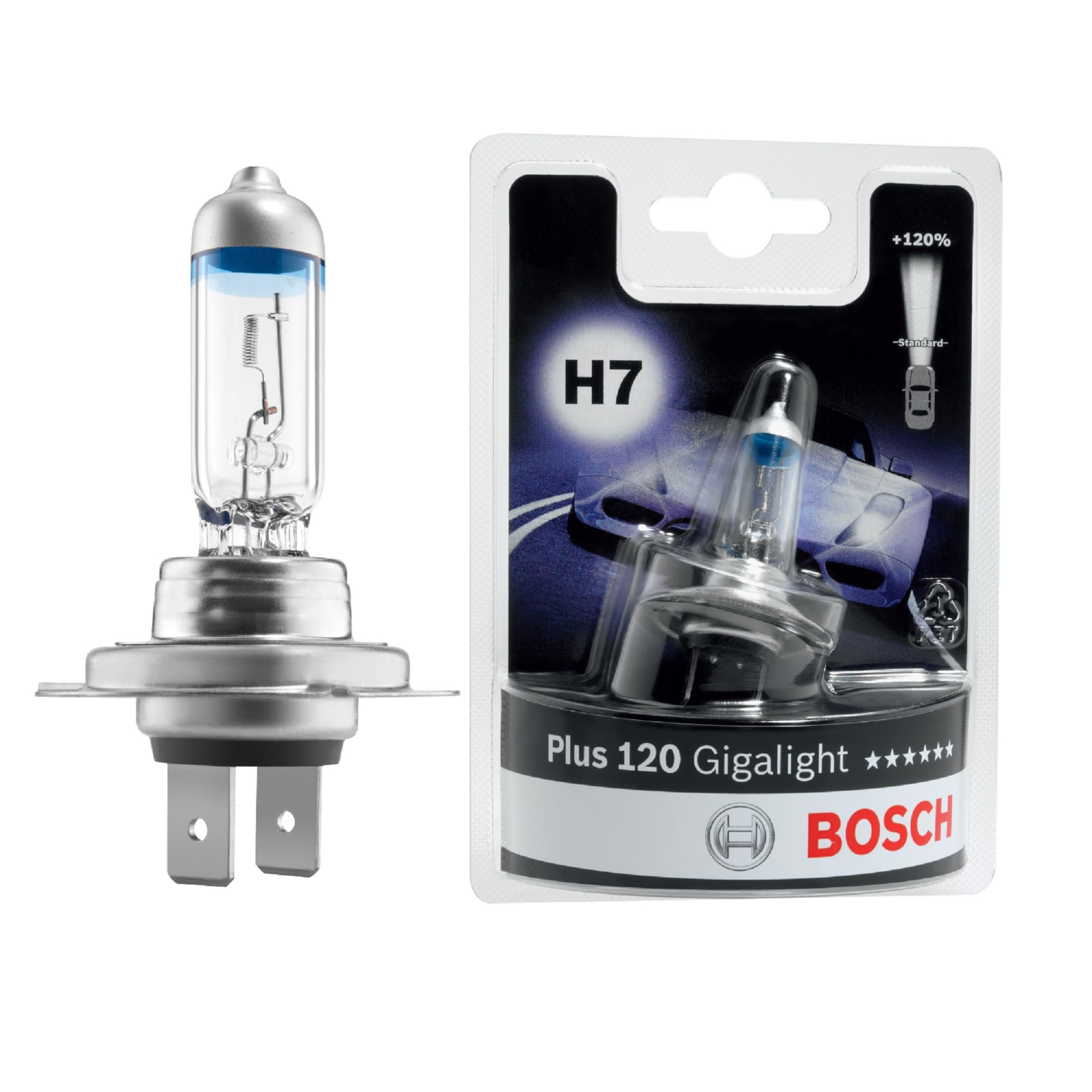 Bosch H7 (477) Plus 120 Gigalight żarówka do reflektorów - 12 V 55 W PX26d - 1 żarówka