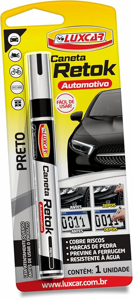 Luxcar - Caneta Retok Automotivo Tira Riscos - Cor Preta