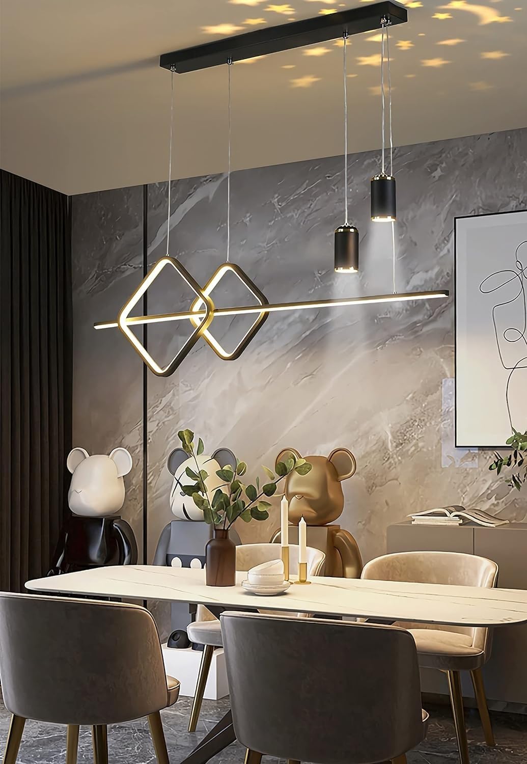 Lampa wisząca LED do jadalni, żyrandol stołowy, 3 kolory, regulowana wysokość, lampa wisząca do biura, jadalni, biura, salonu, kuchni