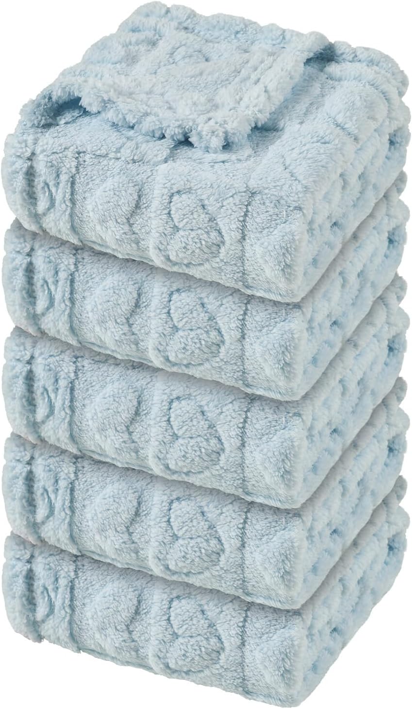 5 Pcs Baby Blanket Heart Checkered Ultra Soft Gift-Ready Plush for Newborns, Nursery & Stroller 30"x40" Blue