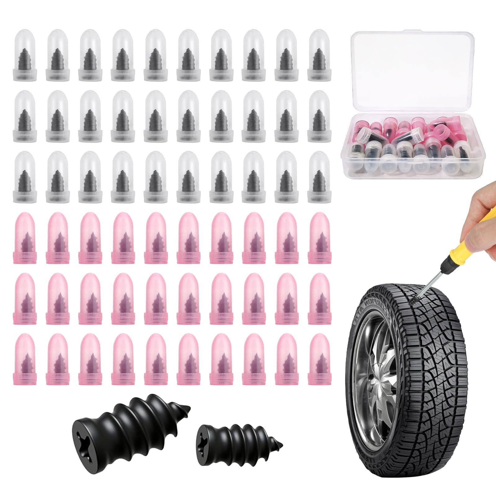 Gestarich 60PCS Tire Repair Rubber Nail Kit