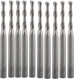 BERWENNY 10pcs 3.175/2 / 12mm 2Flute Carbide Ballnose End Mills Router Bit 12mm Milling Cutter Tools