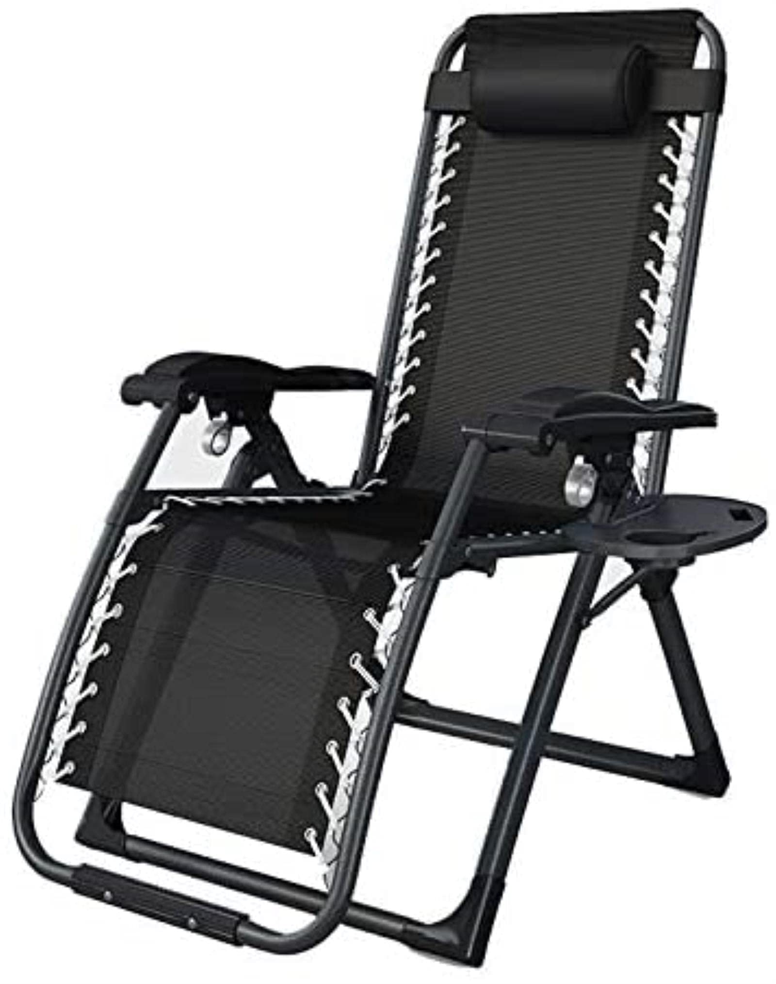 WOTZOV Furniture Balcony Office Relaxing Chair Portable Zero Gravity Chair, Folding Patio Lawn Pool Chair With Headrest Cup Holder Recliner Lounge Chair