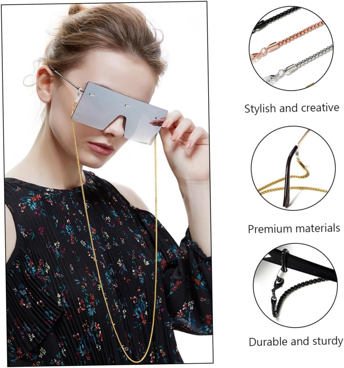 4Pcs Copper Eyeglass Chains, Stylish Non-Skid Sunglasses Lanyard Strap