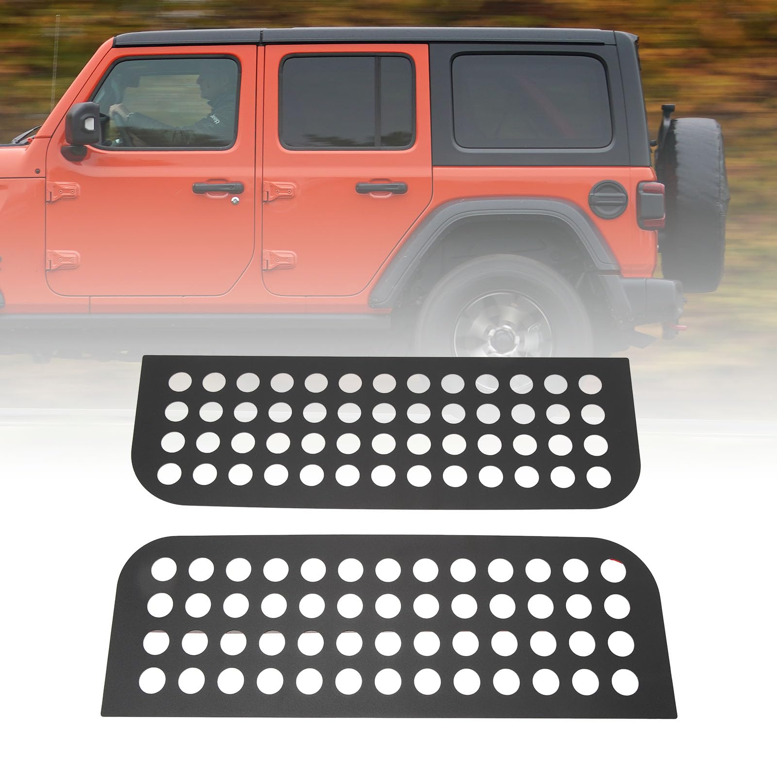 X AUTOHAUX Sticker Vitre Arrière Aluminium Pour Jeep Wrangler JK 4 Portes 2007-2017 - Lot De 2, Look Sportif Et Facile à Poser