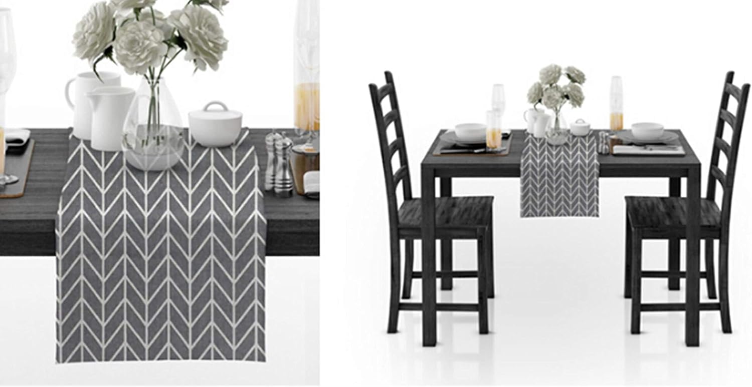 Table Runner Decorative,30x280CM,Arrows with Tassel Pattern Table Runner Small Rectangle Table Cotton,Table Runner Decorative Gray