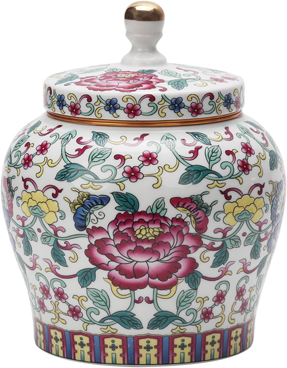 Ceramic Jar with Lid - Airtight Kitchen Canisters for Coffee and Tea Storage - Decorative Ceramic Canister (colorful)