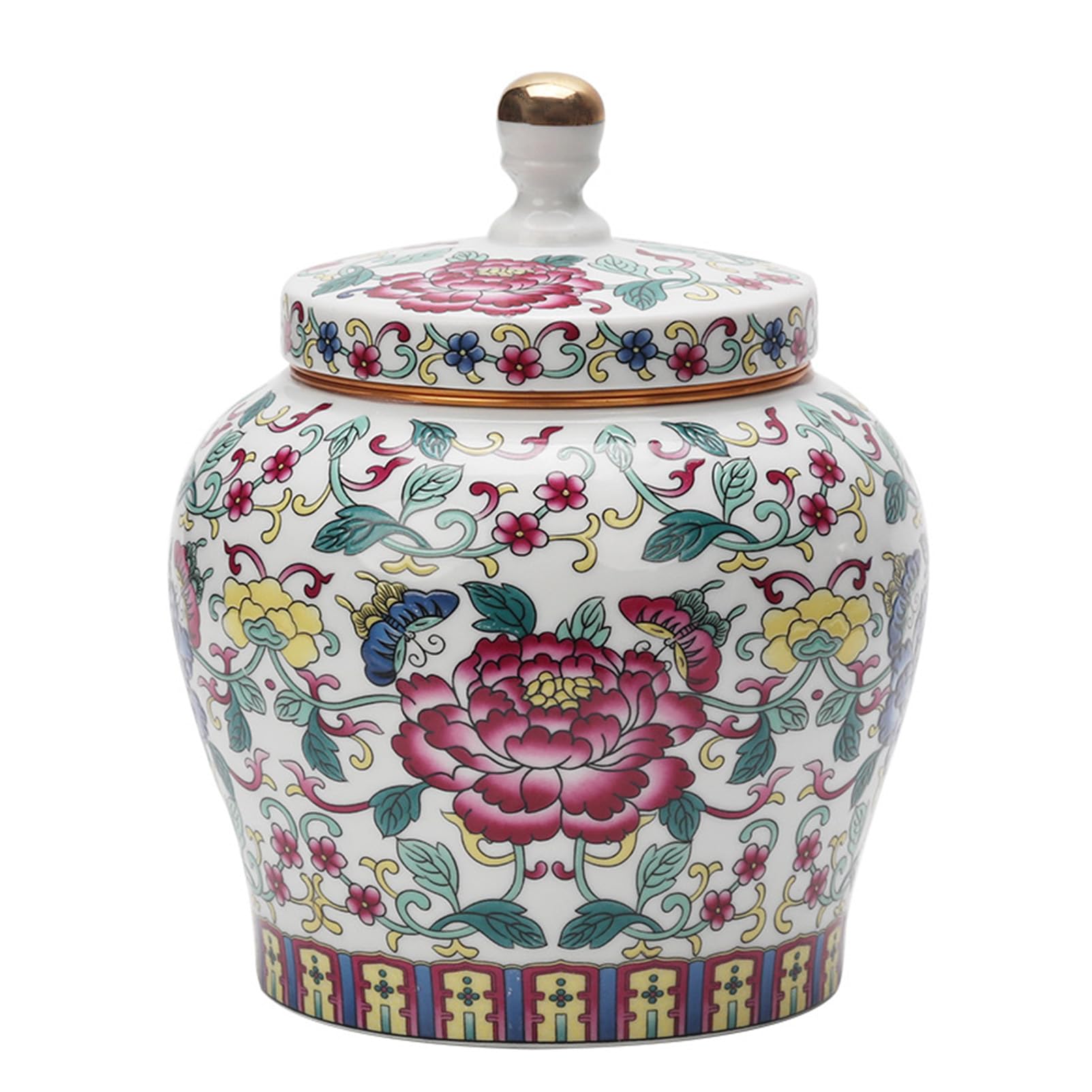 Ceramic Jar with Lid - Airtight Kitchen Canisters for Coffee and Tea Storage - Decorative Ceramic Canister (colorful)