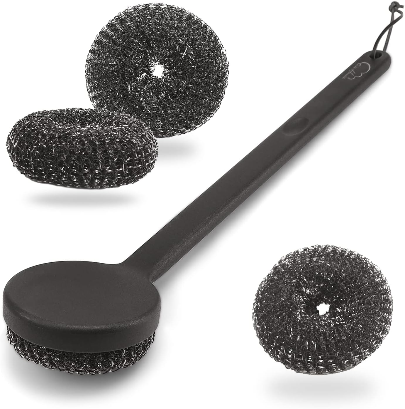 18" Long Handle Grill Brush with 3 Replaceable Brush Head - Safe Bristle Free Stainless Steel BBQ Cleaning Brush Heavy Duty Scrubber Pad for Porcelain Gas Charcoal Grill Cleaning(Pack of 4)