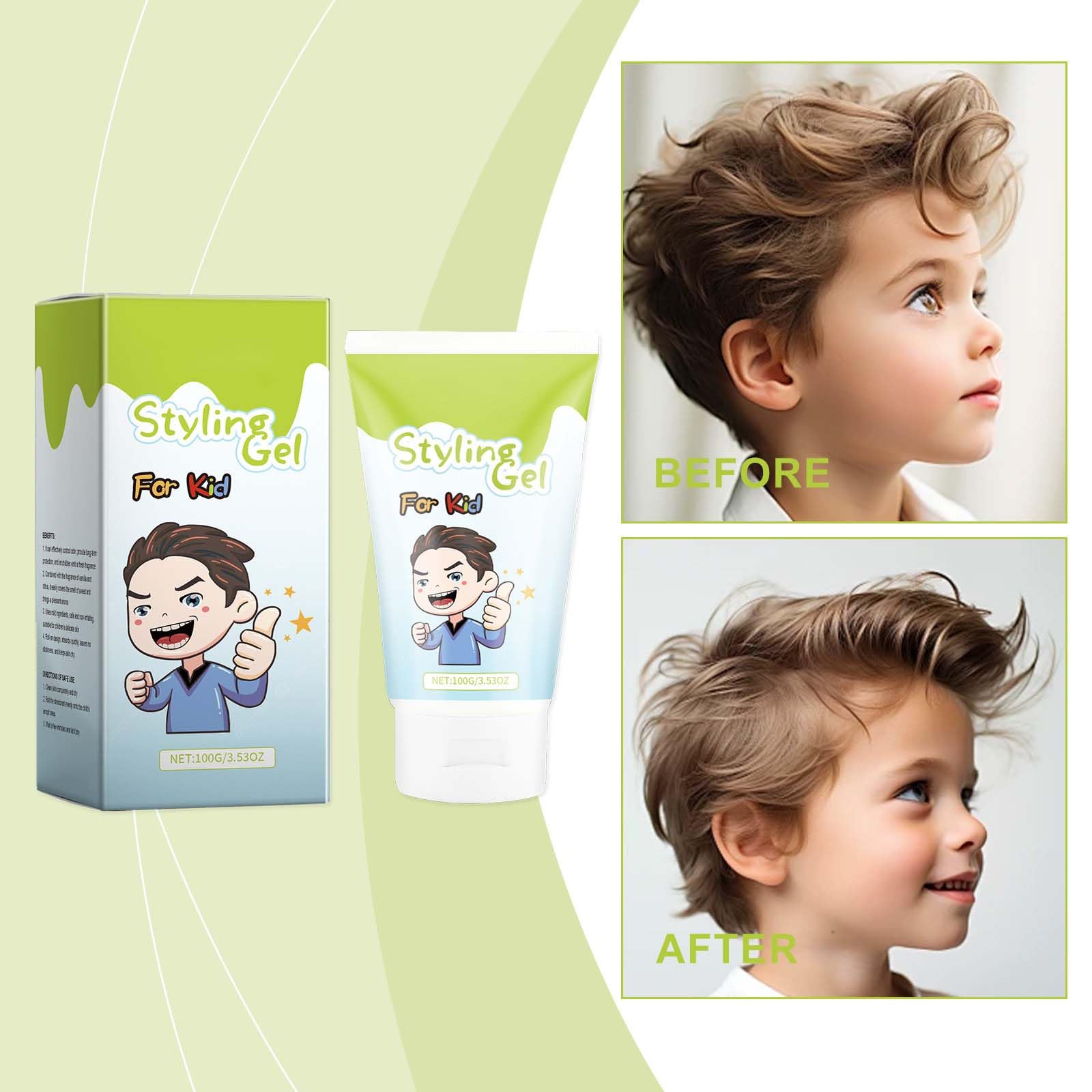 Hair Gel, Natural Styling Gel for Boys & Girls, Medium-Strong Hold - Image 2