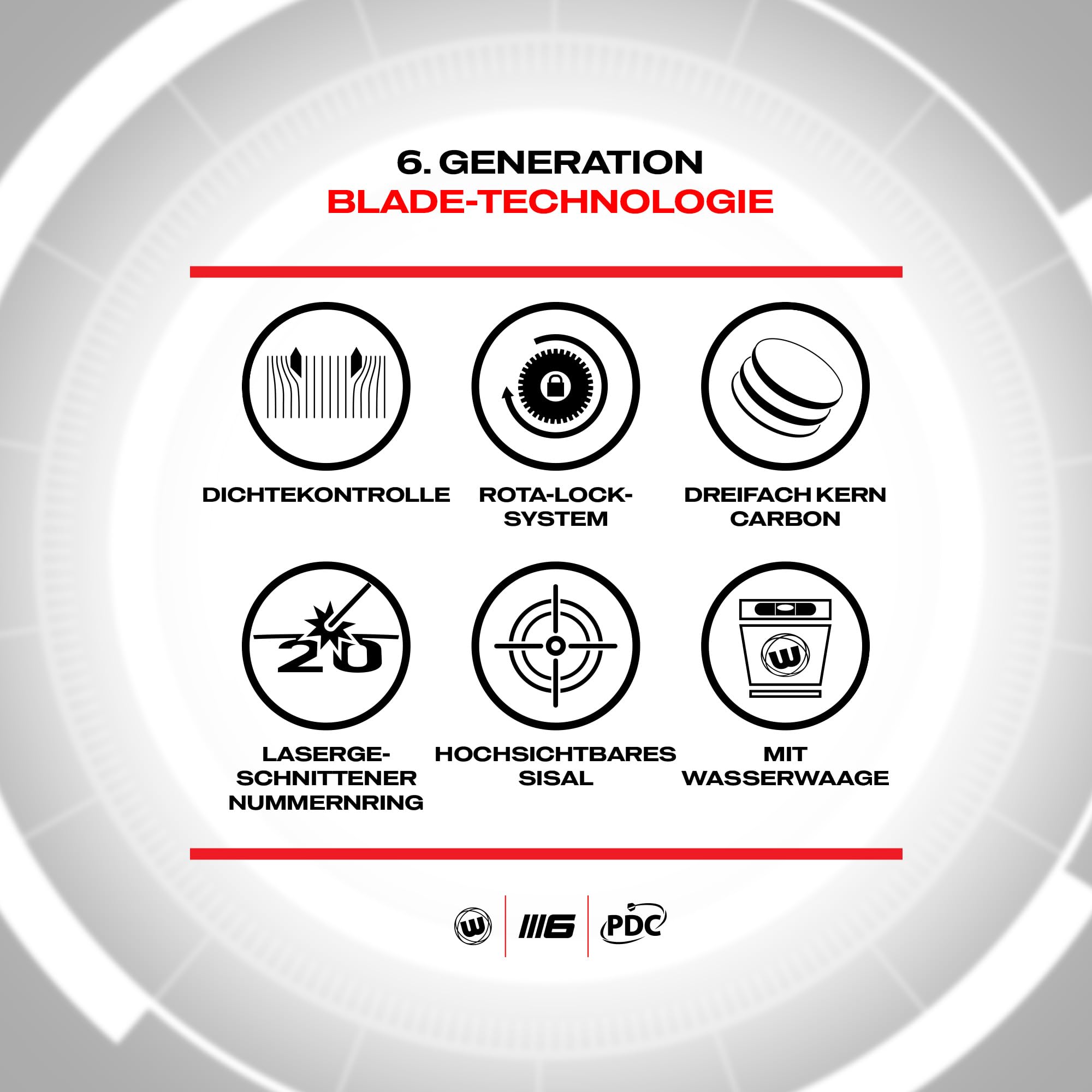 WINMAU Blade 6 Triple Core Carbon Dartscheibe Steeldart Profi Dartboard – Offizielle Turnierspezifikationen, von der PDC empfohlen
