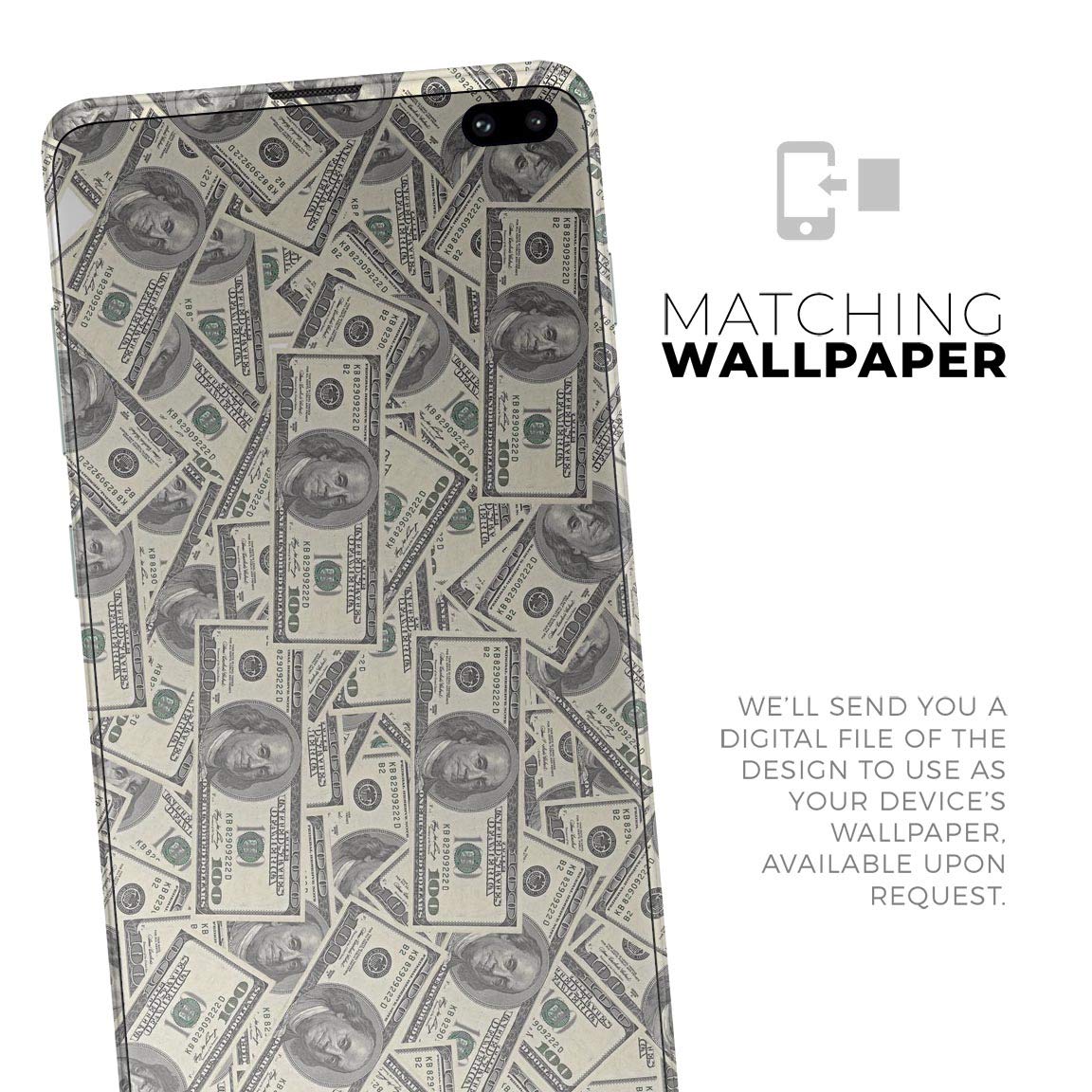 DesignSkinz Hundred Dollar Bill | Protective Vinyl Decal Wrap Skin Cover Compatible with The Samsung Galaxy S20 (Full-Body, Screen Trim & Back Glass Skin)