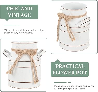 Galvanized Metal Flower Bucket with Handle - Rustic 6-Inch Metal Bucket Planter for Home Decoration, Ideal for Christmas Decor and Gift Giving