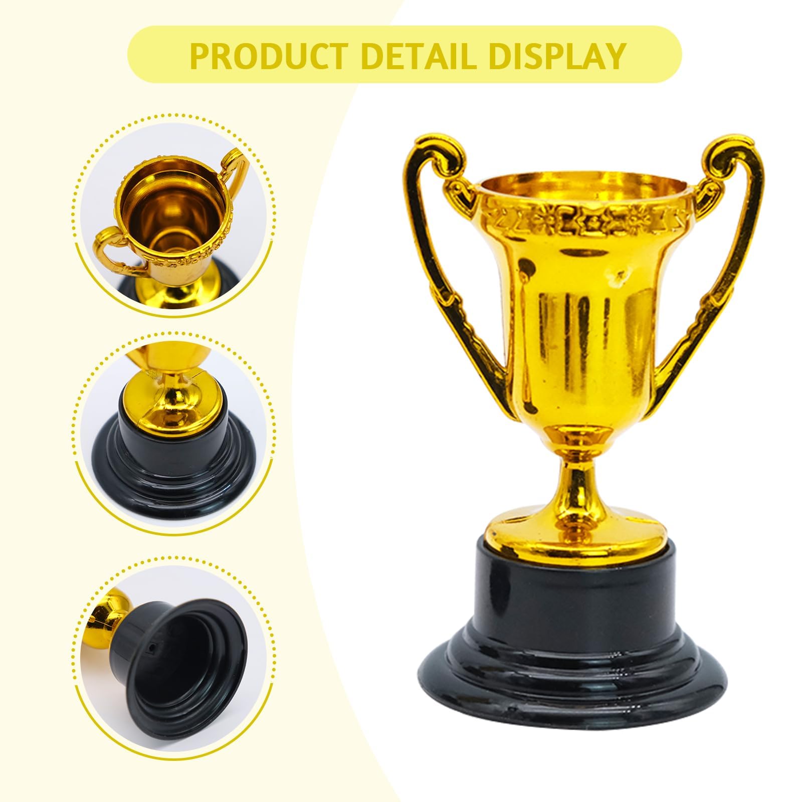 12Pcs Trophées Dorés pour Enfants, Mini Trophées, Trophées Vainqueur des Tournois Sportifs, pour Tournois Sportifs, Compétitions, Fêtes