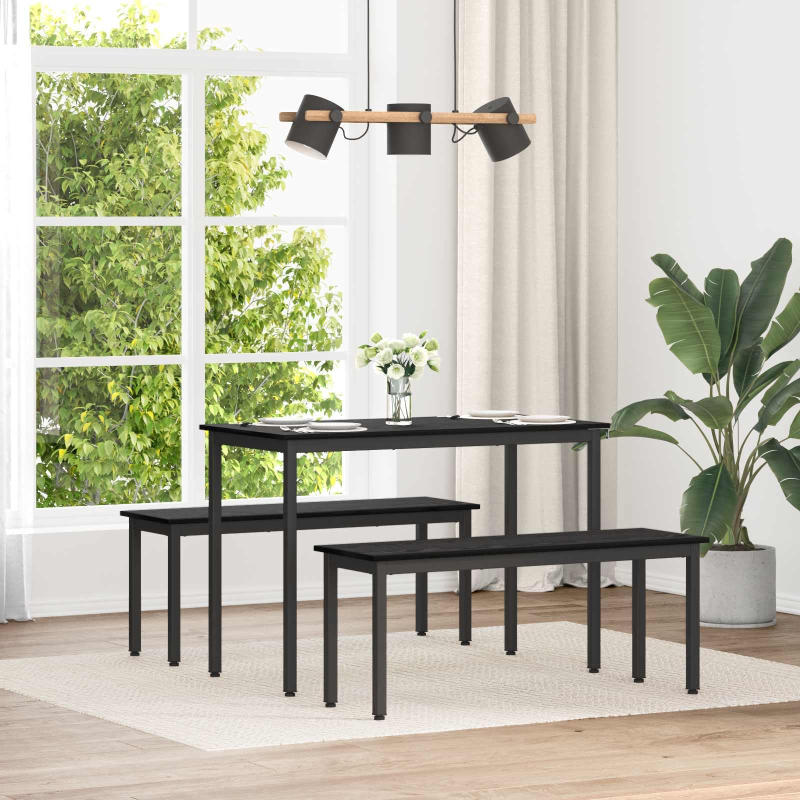 vidaXL Banco Roble Negro 110 x 35 x 45 cm Madera de ingeniería, Banco Rectangular Moderno, Mueble Funcional y Resistente para Sala, Asientos Elegantes de Madera