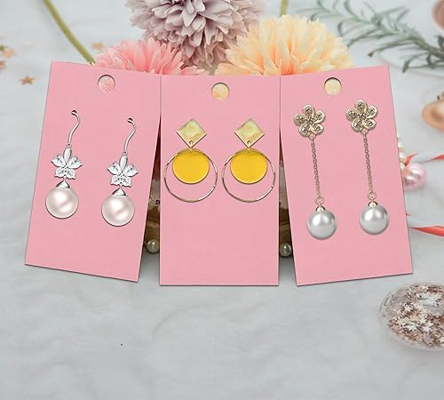 Miniatura 10 de Twavang Juego de portatarjetas para aretes, 100 tarjetas de exhibición de aretes de papel kraft, 100 pares transparentes de aretes con 100 bolsas