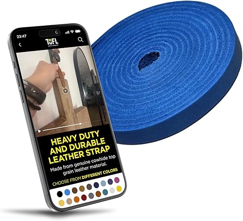 TOFL Correa de cuero genuino de grano superior 72 pulgadas de largo 38 pulgadas de ancho 18 pulgadas de grosor (7-8 onzas), Azul-cielo