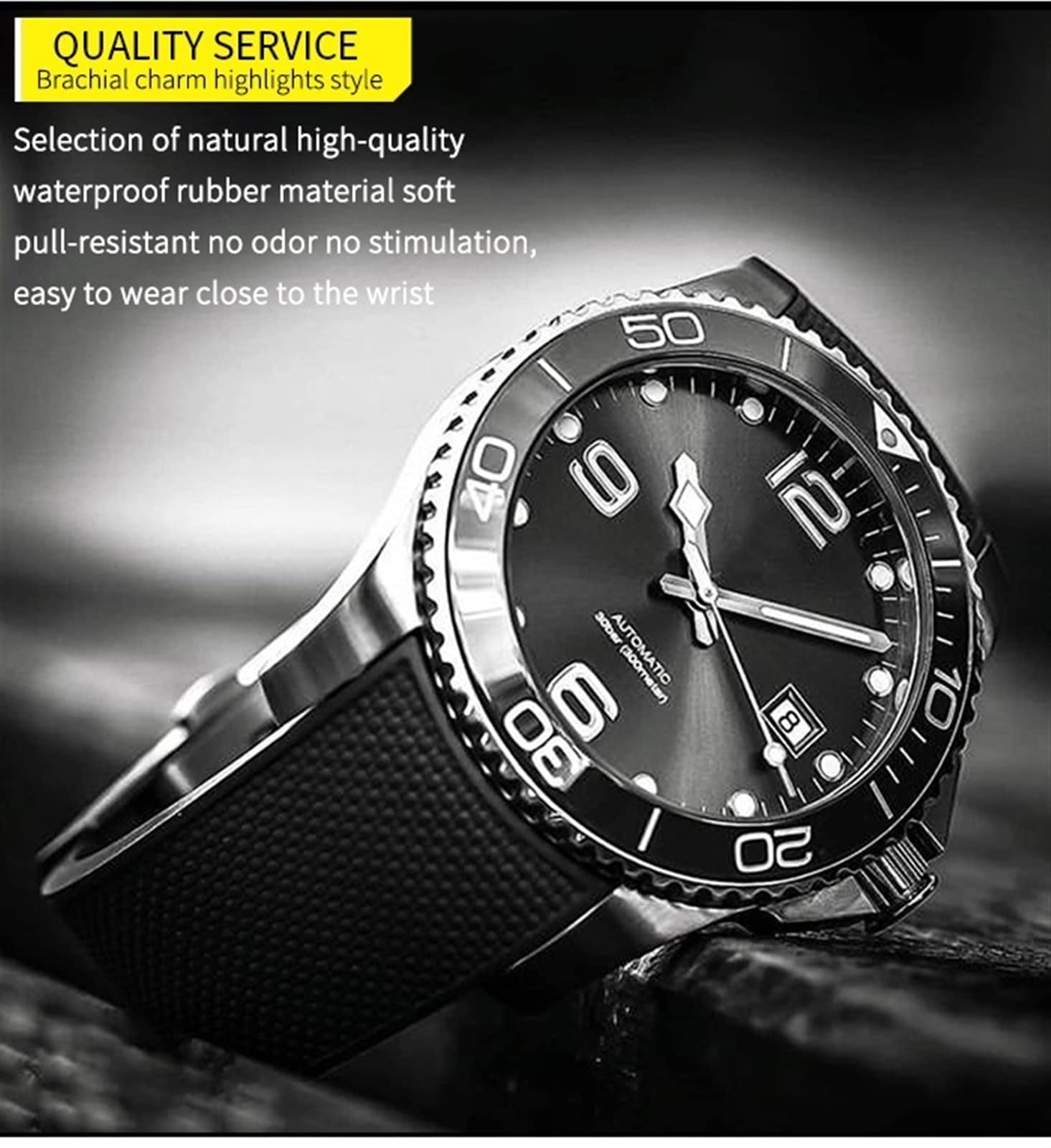 Cinturino in gomma 19 mm 21 mm cinturino in silicone per braccialetti Longines Hydroconquest VHP nero blu