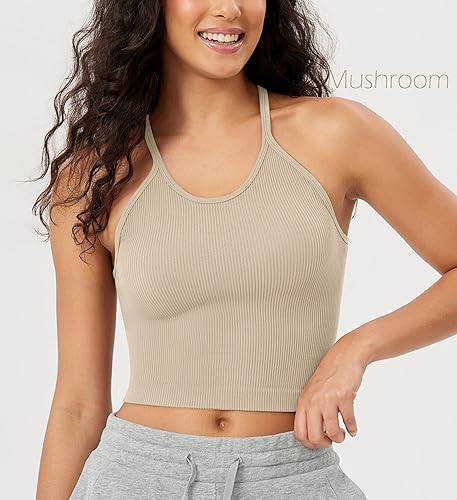 Miniatura 2 de ODODOS Camiseta sin mangas corta, de punto acanalado y sin costuras para mujer, paquete de 3