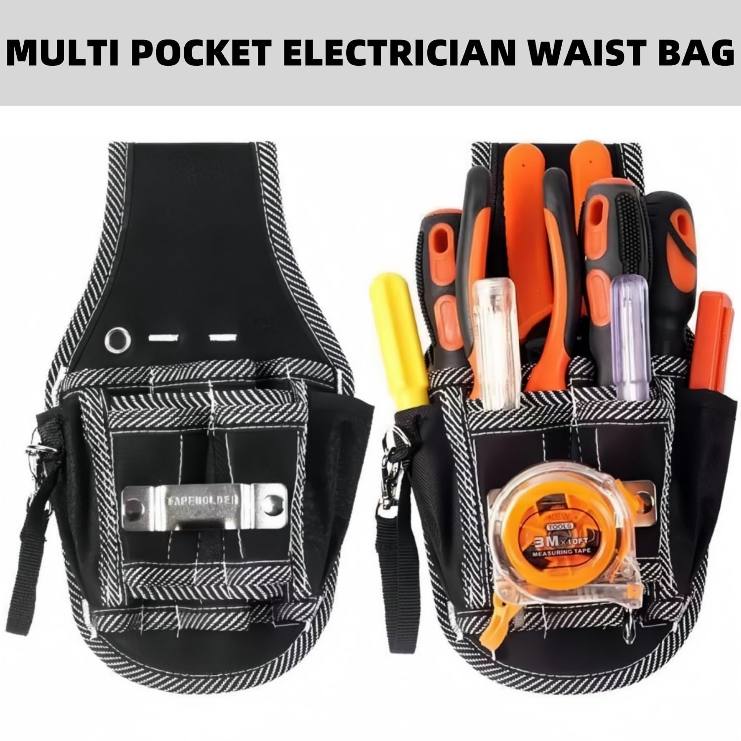 SACCO BORSA PORTA STRUMENTI UTENSILI DA LAVORO 6 TASCHE CINTURA - Foto 10