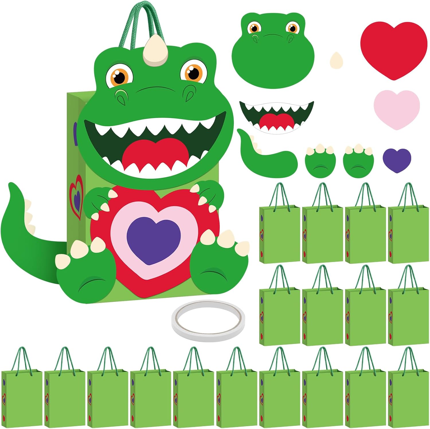 Resholder 18 Pcs DIY Funny Valentines Bags Crafts Kit for People Cute Candy Box with Handle Gift Paper Bag DIY Valentine Crafts for Exchange Party Favors Gift Wrapping Activities Bulk(Brown,Monkey)