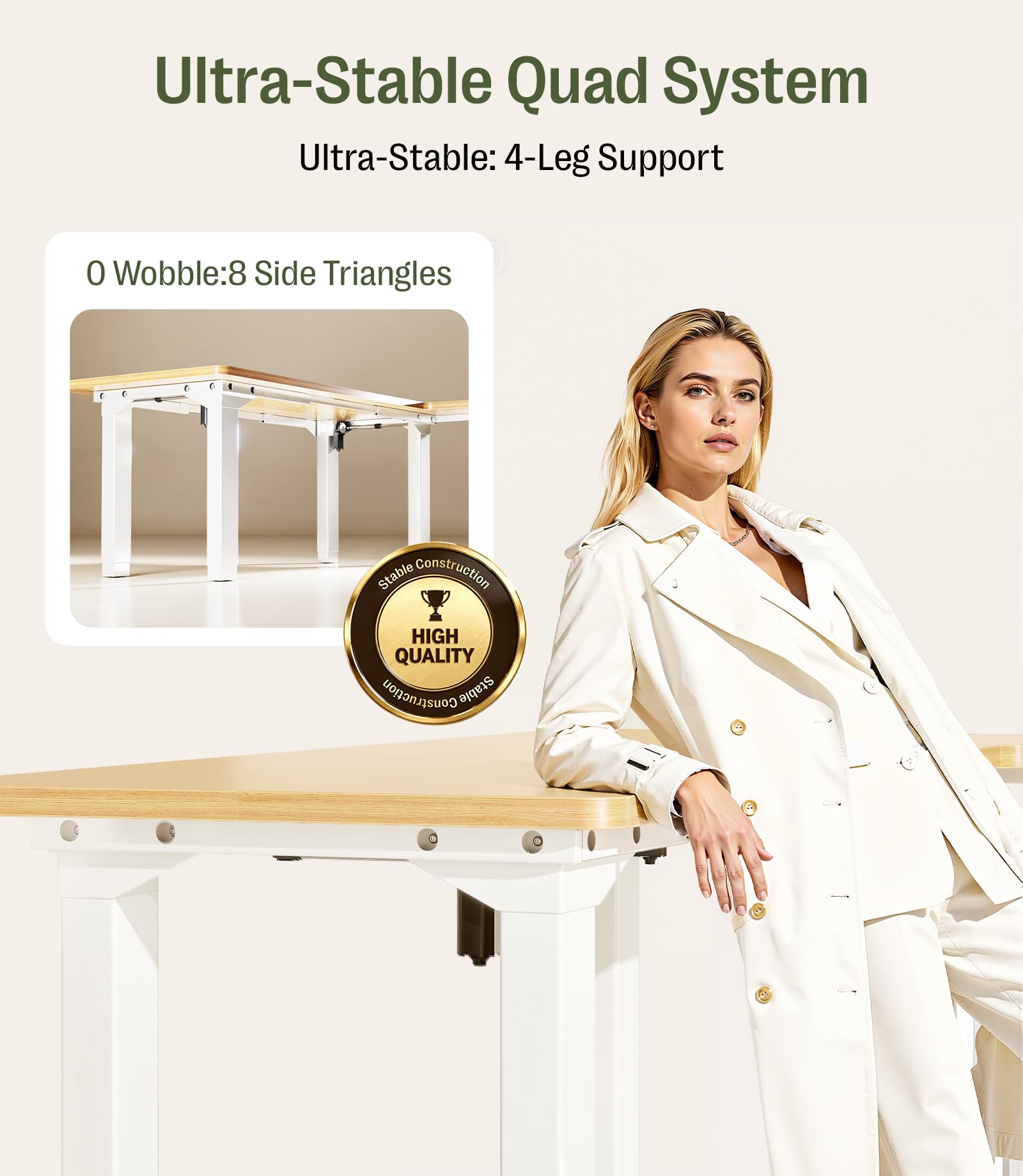 MAIDeSITe Höhenverstellbarer Elektrisch Schreibtisch L Form,180x120cm Eckschreibtisch mit Dual Motor 4 stabilen Beinen, 160kg Tragkraft, USB-C-Anschluss Piano Steuerungssystem für Home Office -Canvas