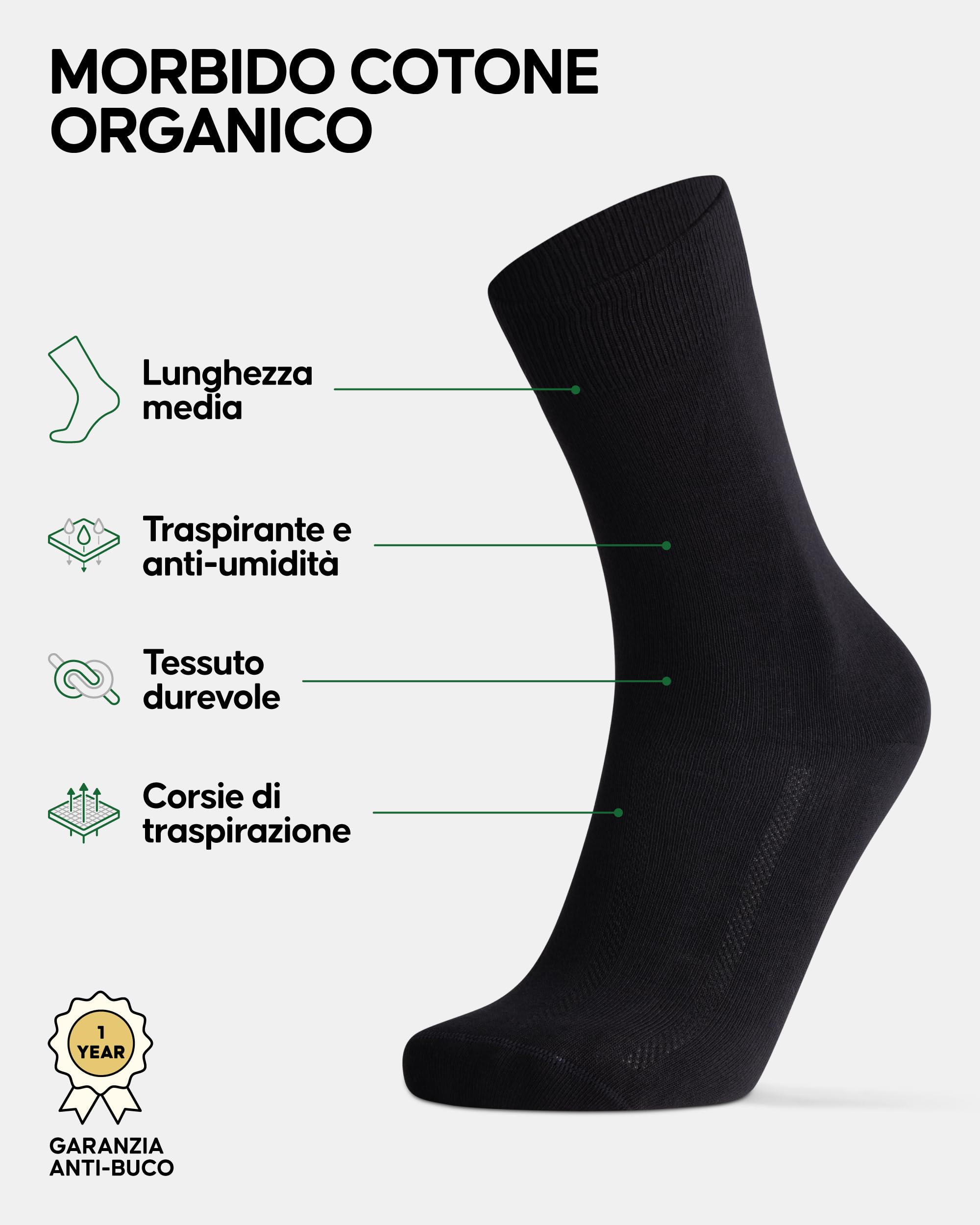 DANISH ENDURANCE Calze Cotone Organico Pregiato, Calzini Morbidi e Traspiranti Uomo e Donna, 6 Paia