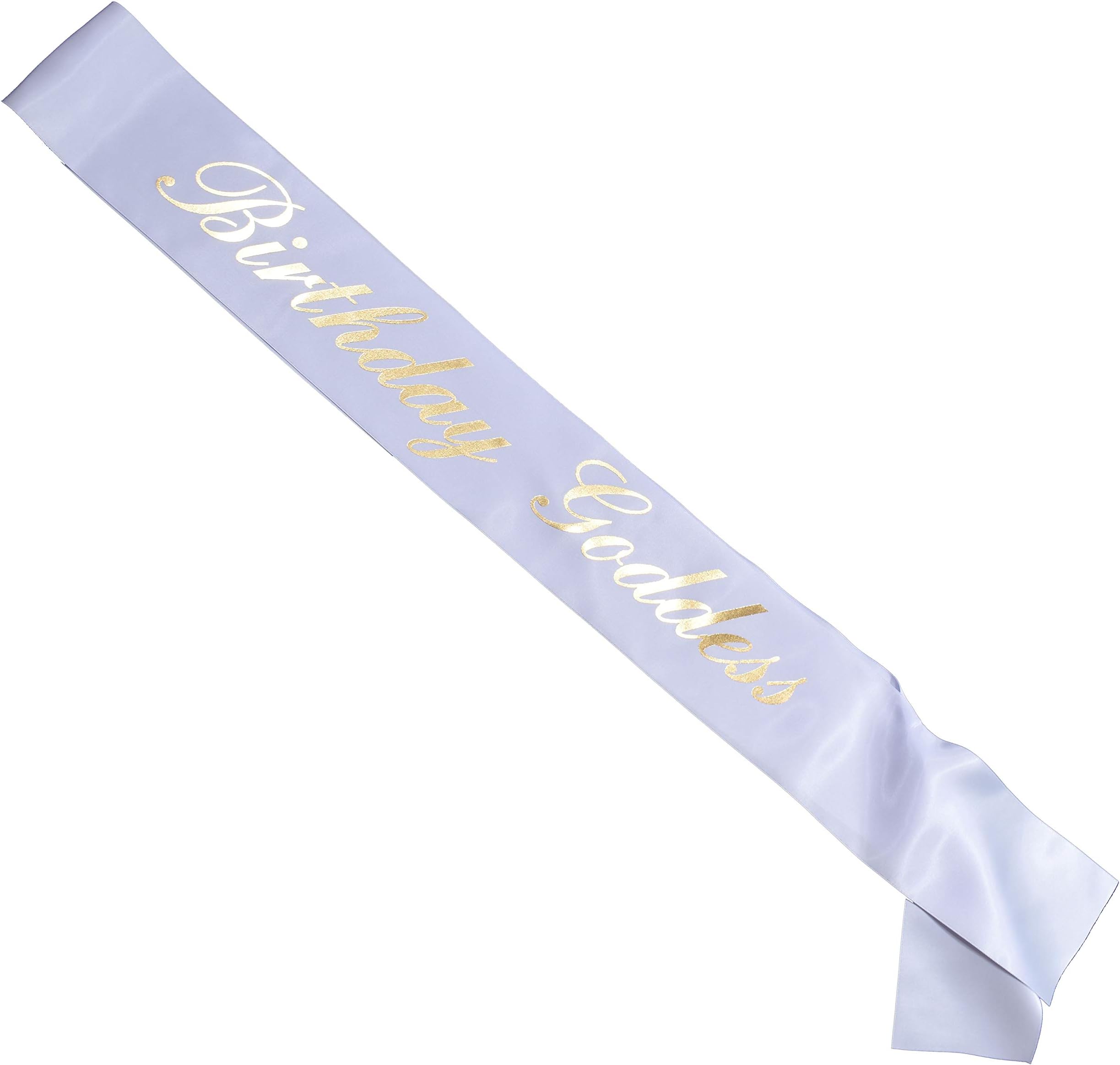 Birthday Goddess Sash with Lavender Sash and Reflective Gold Lettering