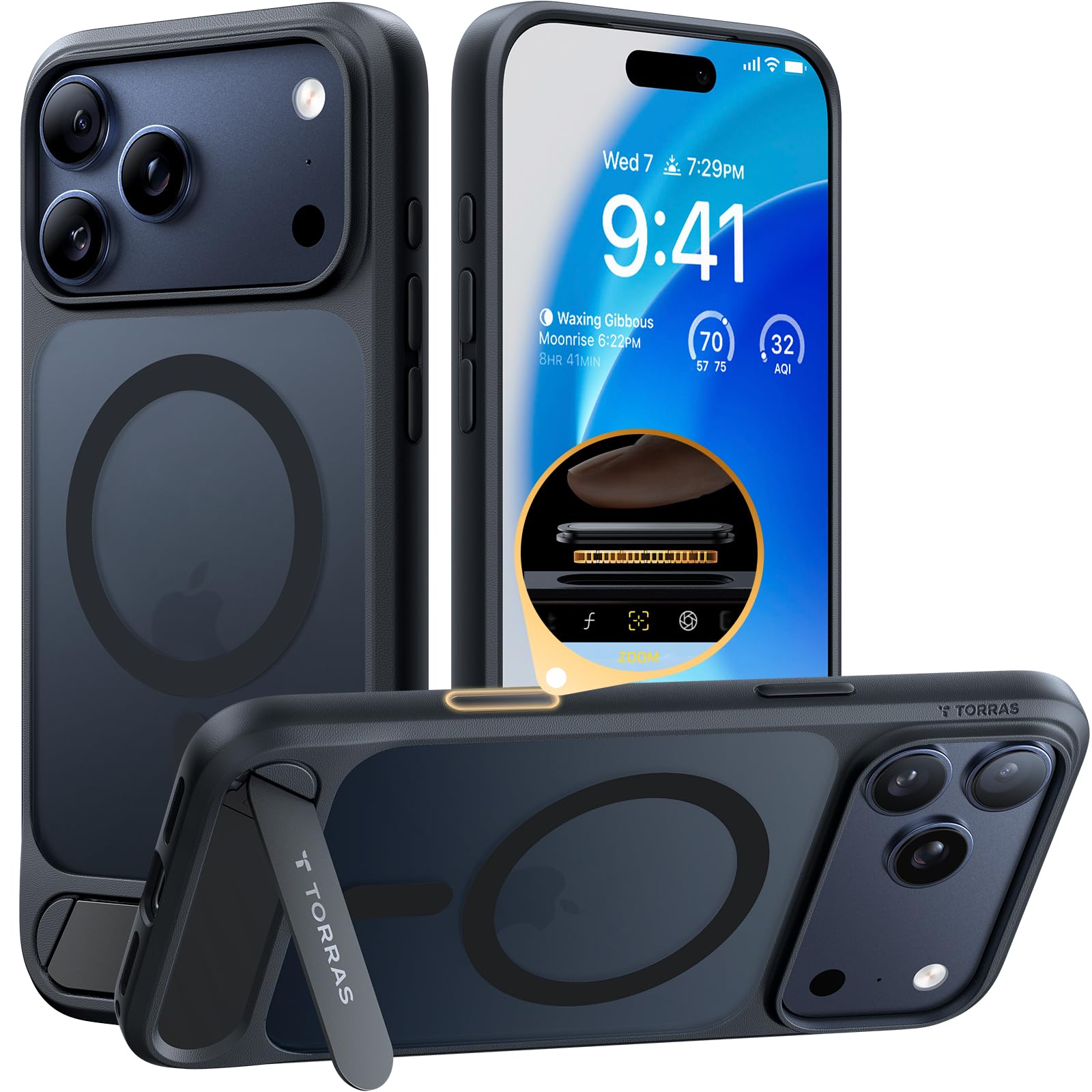 Photo 1 of TORRAS Strong Magnetic & Seamless Stand for iPhone 17 Pro Max Case Black