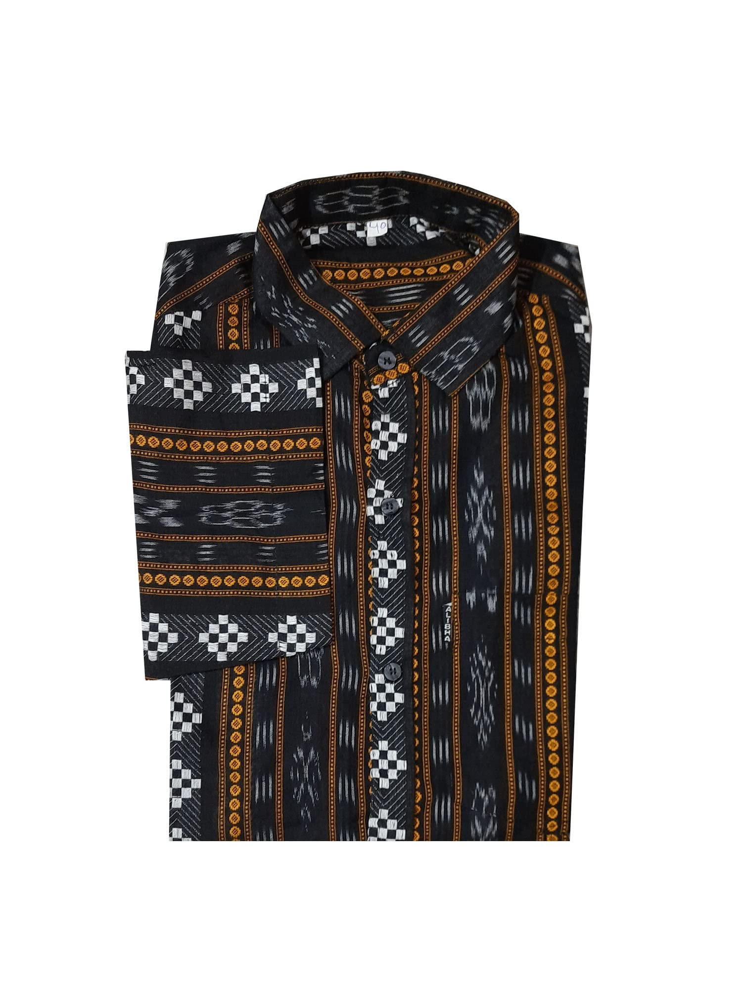 ODISHA HANDLOOM SAMBALPURI 100% COTTON BLACK PASAPALI HALF SHIRT FOR MEN/BOYS-image-29