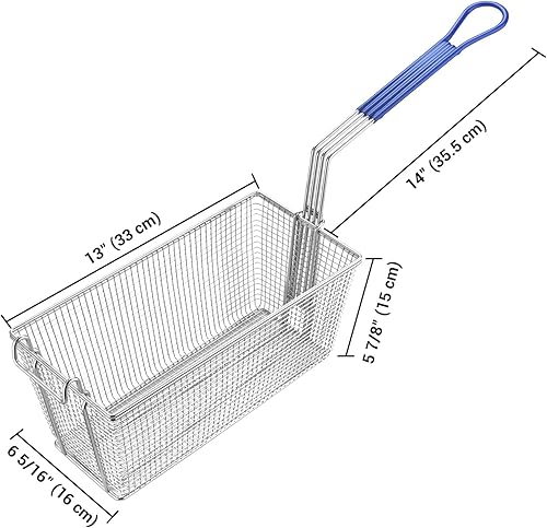 Vista 17 de WeChef - Cesta comercial para freidora de 8.8 libras, gran capacidad, 13 x 12 x 5 pulgadas, cesta de freidora de construcción resistente con mango