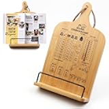 Cookbook Stand, Wooden Cookbook Holder with Measurement Conversion Chart, Adjustable Cook Book Stand for Kitchen Counter, Recipe Book Holder Stand