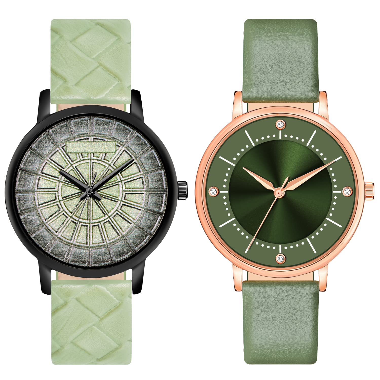CLOUDWOOD Analogue Leather Strap Combo Wrist Watch for Womens and Girls (Green Colored Dial and Strap) -506-513 (B0BCKV42N2) Amazon Price History, Amazon Price Tracker