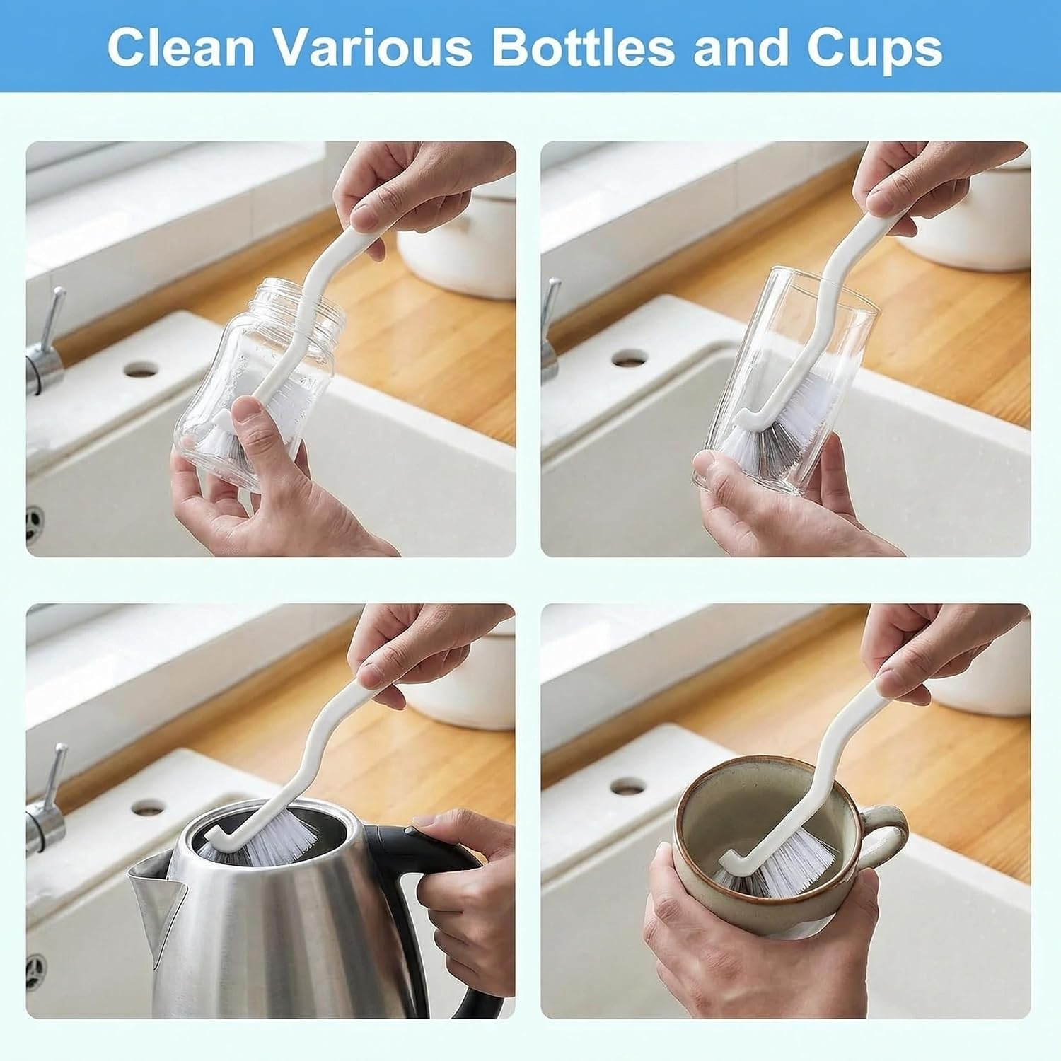 toolhouse 11pcs crevice cleaning brush set kitchen cleaning brushes hard bristle cleaning supplies for tight spaces bathroom floor tub shower tile sink cup teapot bottle blender - الصورة 3