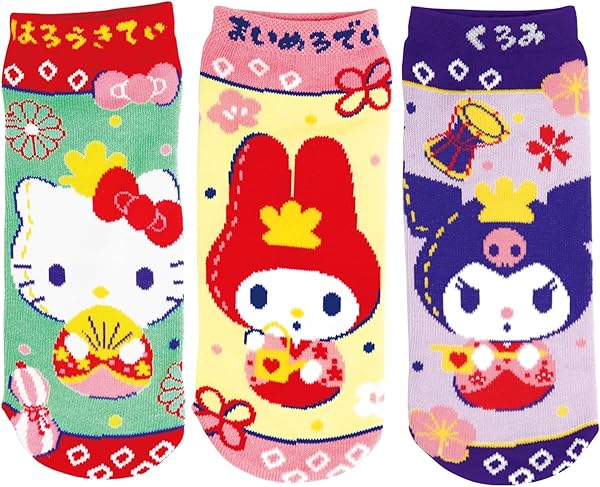 Amazon.co.jp_ 【Amazon.co.jp限定】ソックス3足セット サンリオキャラクターズ 雅 ハローキティ_マイメロディ_クロミ _ ファッション