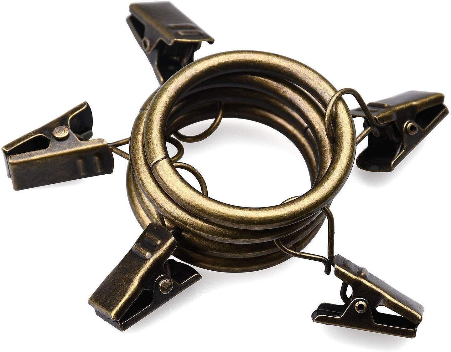 Anelli Per Tende Con Clip - 15 Pezzi In Stile Vintage Bronzo | Diametro Interno 2,5 Cm | Facili Da Installare E Resistenti