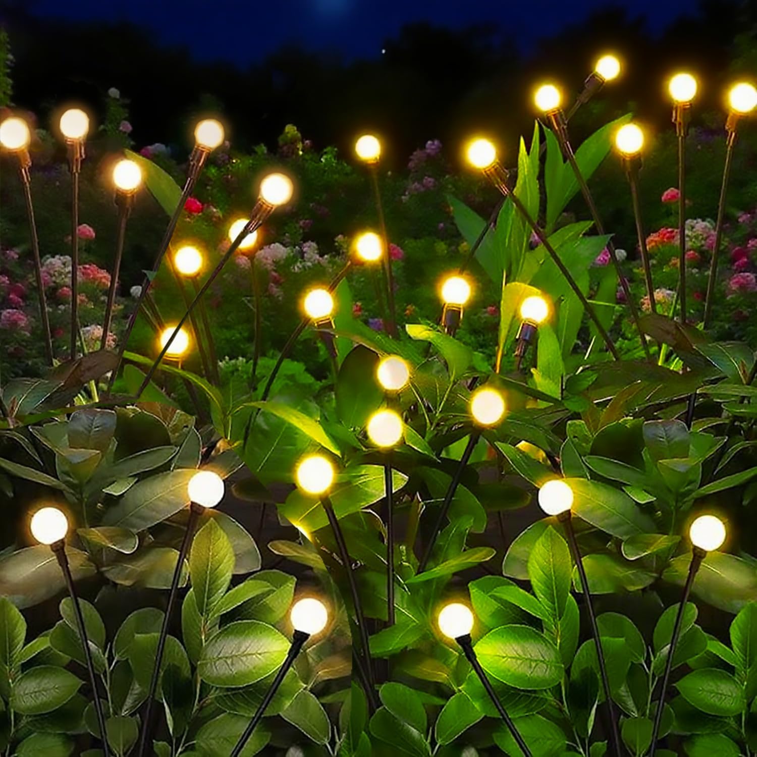 Solar Garden Lights Outdoor Waterproof Upgraded Flexible Titanium Wires Wind Swaying Firefly Lights for Patio Yard Pathway Unique Dancing Solar Decor Gifts for Women Christmas (6Pack)
