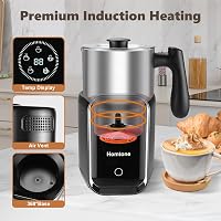 Homtone Elektromos Tejhabosító 5-az-1-ben, Automata Indukciós Tejhab Készítő 600ml Rozsdamentes Acél Tartállyal Hideg Meleg Hab 2