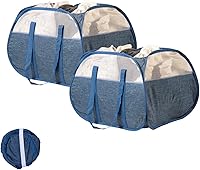 Vista 14 de Cesta de lavandería plegable, cesta de ropa plegable emergente de 90L con asas, cesta de ropa sucia de malla cuadrada para lavandería, baño
