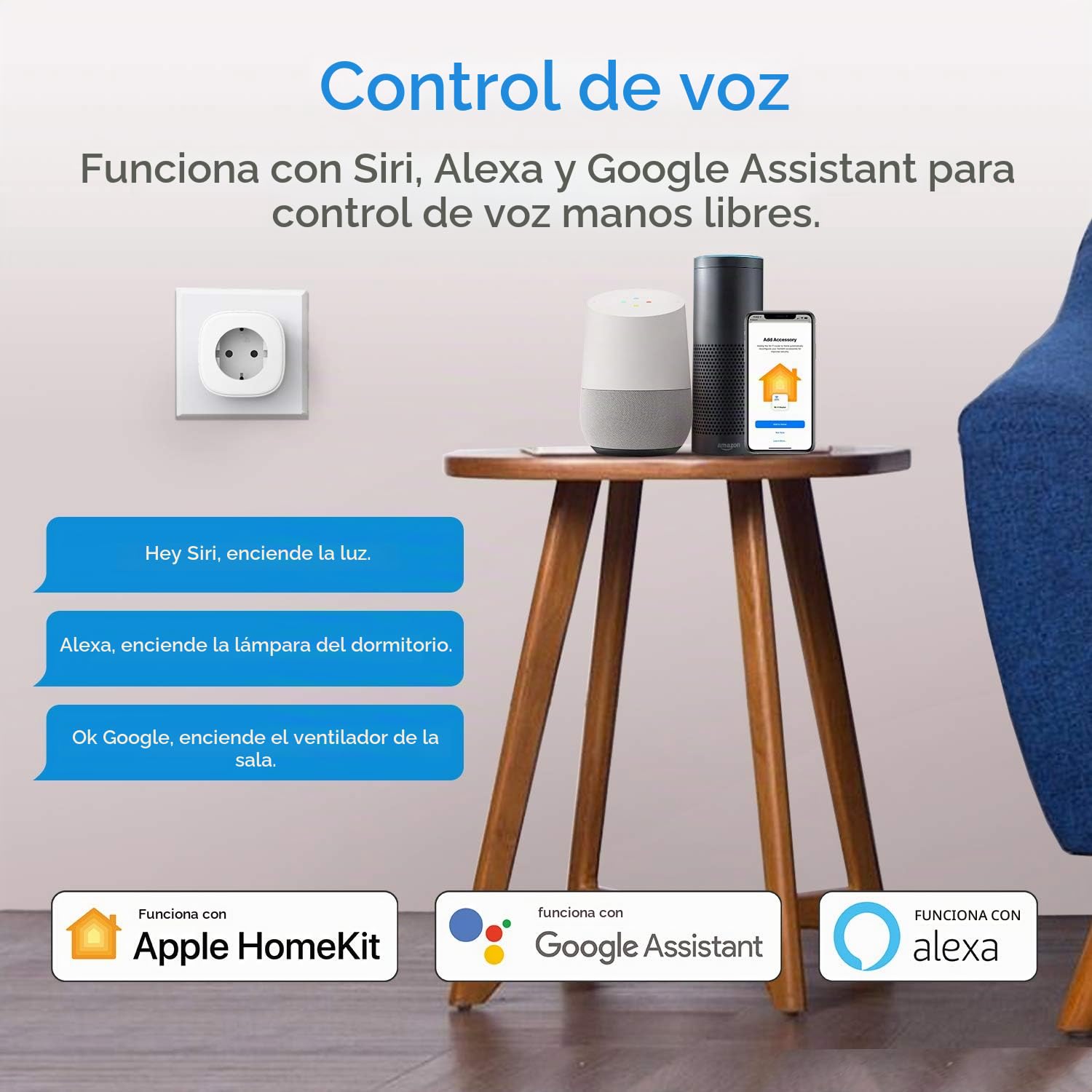 Meross Enchufe Inteligente WiFi 16A 3840W, Control de Voz, Paquete de 3 | Smart Plug con Control Remoto por App, Compatible con Apple HomeKit, Alexa, Google Assistant y SmartThings, 2,4GHz