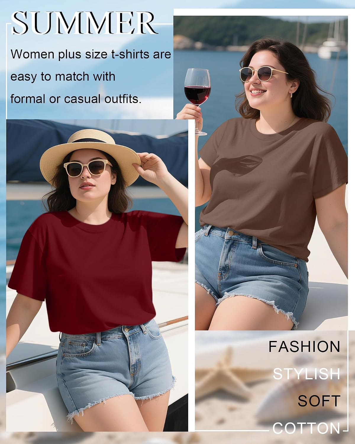 Evervibe 3 Pack Plus Size Women's T-Shirts Crew Neck Short Sleeve Tops Loose Fit Casual Summer Basic Plain Tees